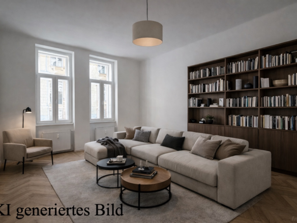 Helles, modernes Wohnzimmer mit Leseecke