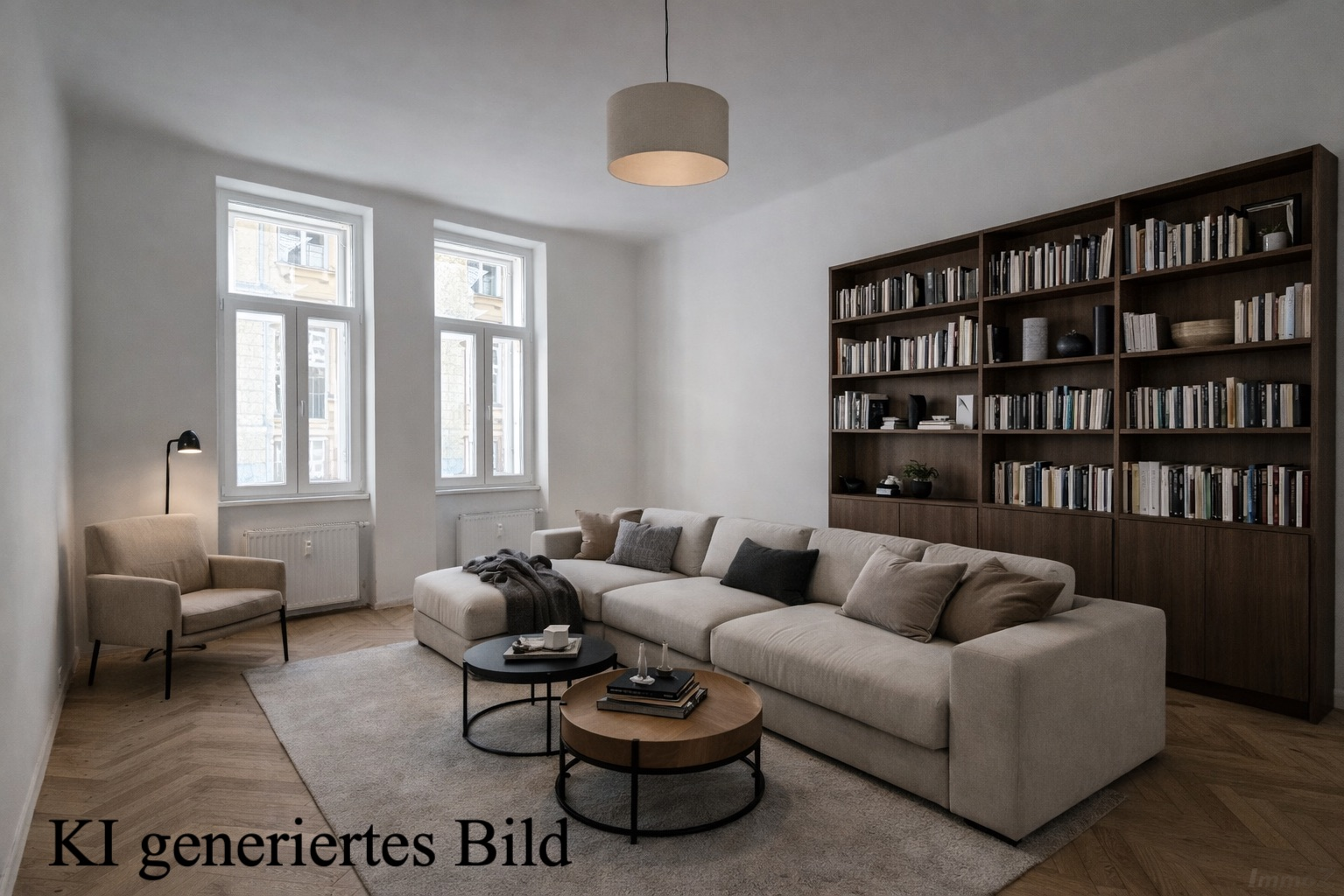 Helles, modernes Wohnzimmer mit Leseecke Helles, modernes Wohnzimmer mit Leseecke