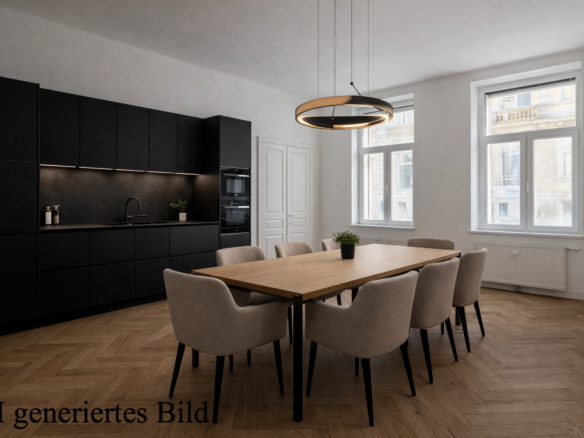 Moderne Küche mit Besprechungsbereich