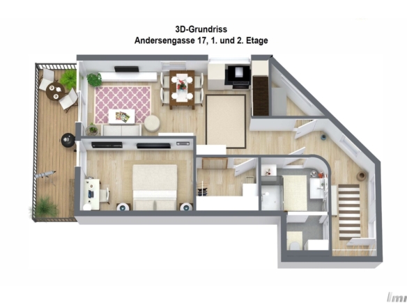 Grundriss_1. Etage und 2. Etage_Top 2 und 4 - 3D Floor Plan