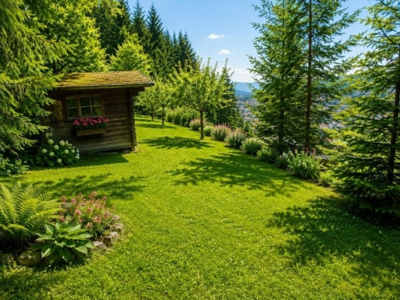Sommeridyll mit Wald und Wiese