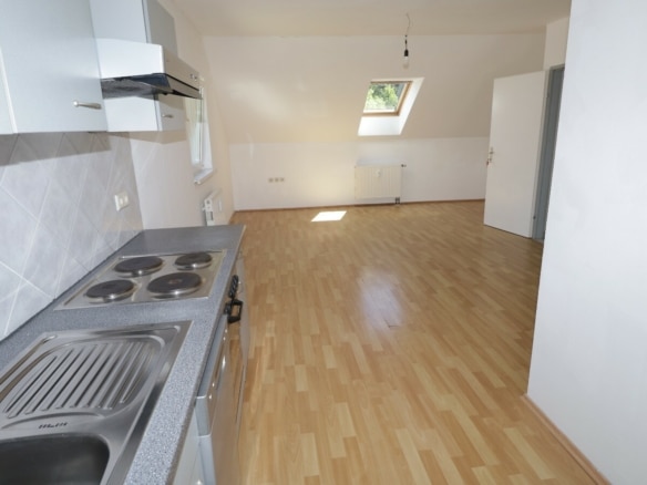 Wohnzimmer mit offener Küche.