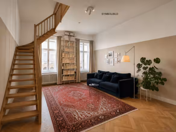 Wohnzimmer Symbolbild mit Stiege