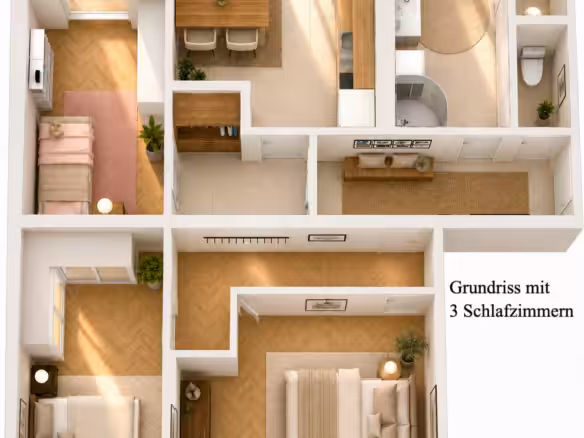 Grundriss mit 3. Schlafzimmer