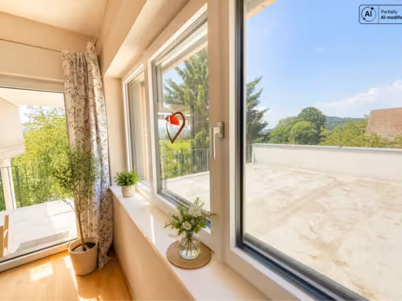 Masterbedroom mit Zugang zur eigenen Terrasse mit Panoramablick