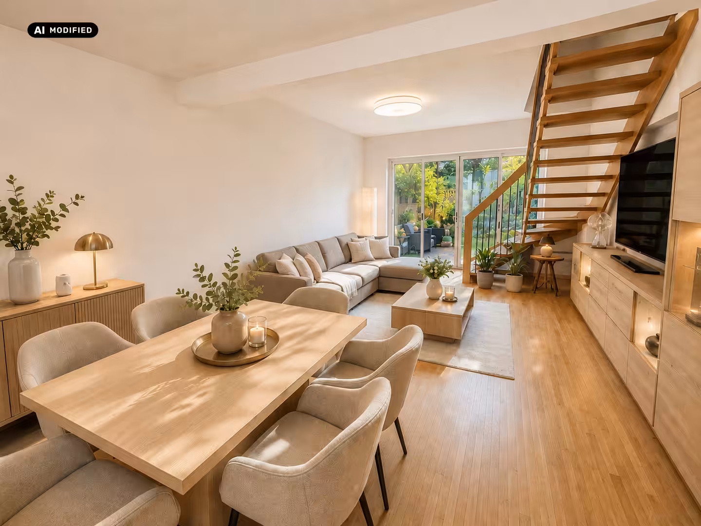 Wohn-Essbereich mit Zugang zur Terrasse und zum eigenen Garten