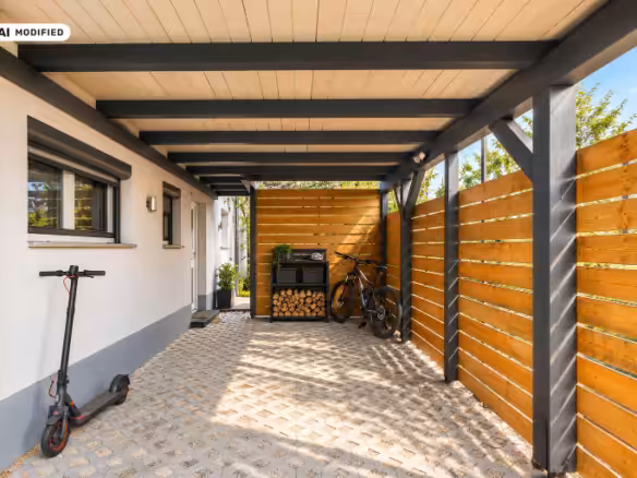 Moderner Carport mit Fahrrad und E-Scooter_resized_1