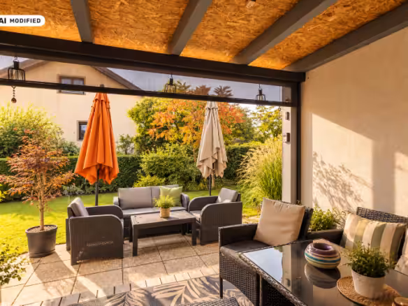 Gemütliche überdachte Gartenterrasse im Sonnenschein_resized_1