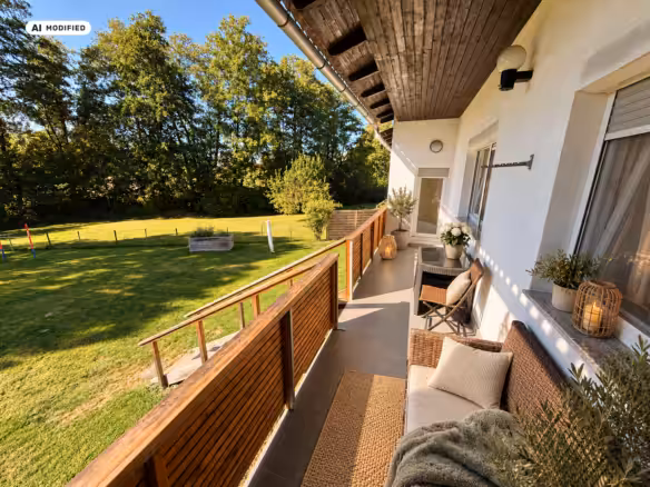Terrasse mit Blick in den Garten